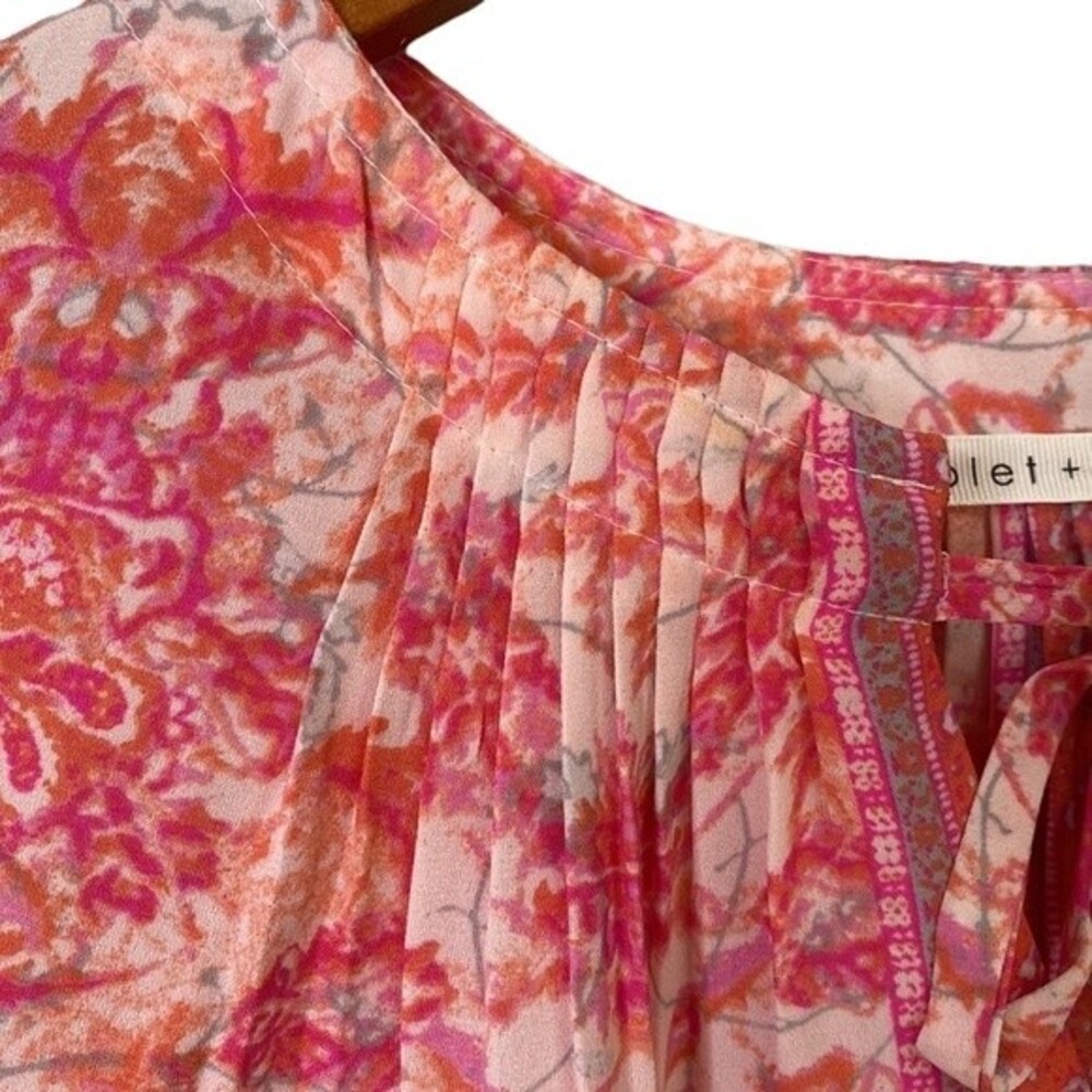 Violet + Claire Tunic Floral Sleeveless V-Neck Tie Front Cottagecore Boho Blouse - Picture 3 of 11